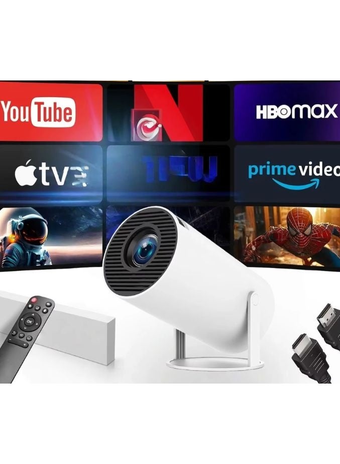 Smart 4K Portable Projector with Android 11 & WiFi 6 - Auto Keystone Correction Home Cinema Display | White Mini Projector for Movies & Gaming - Image 4